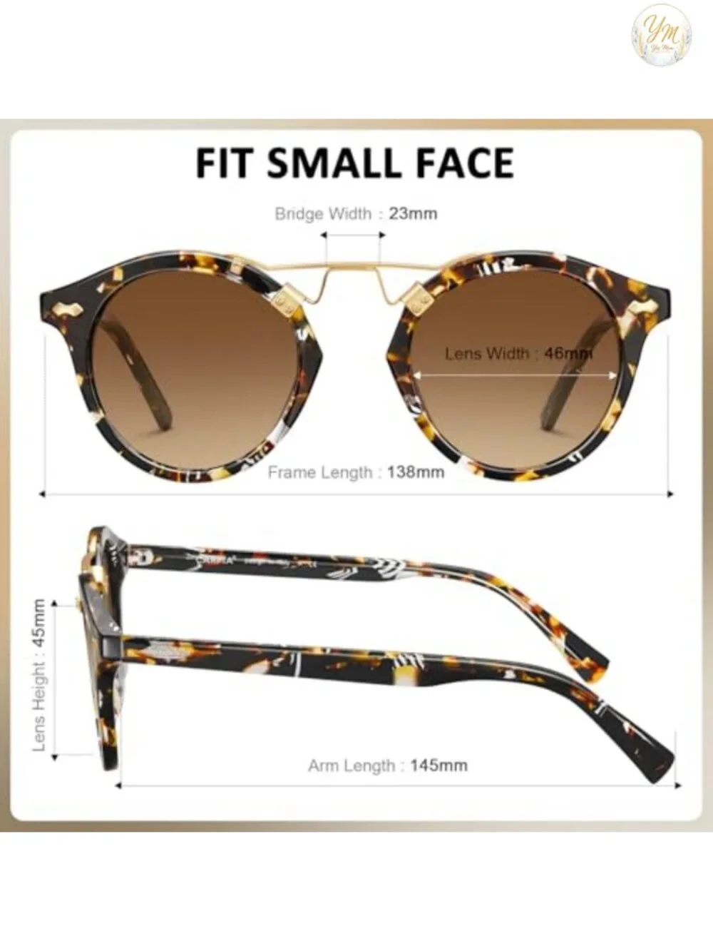 Polarized Round Sunglasses for Women Retro Acetate UV400 Driving
